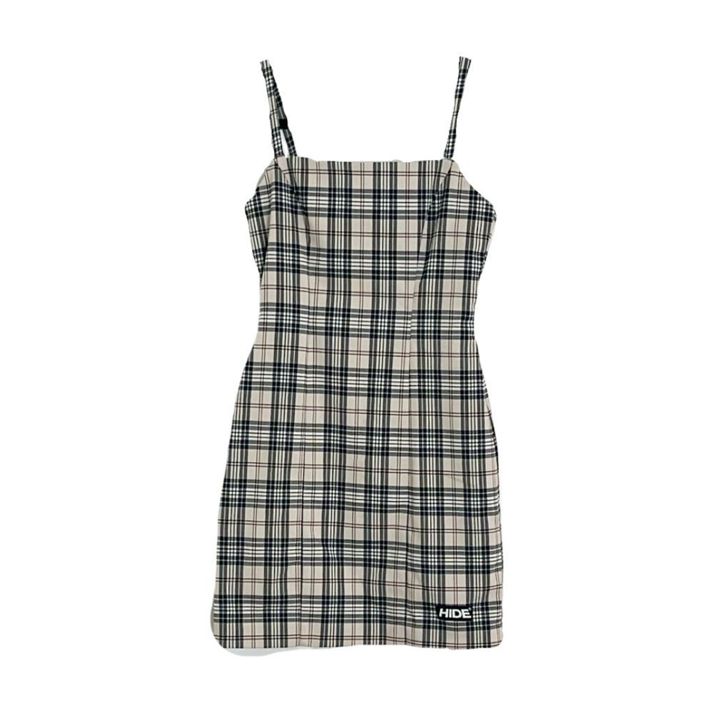HIDE Plaid Dress in Black and Cream